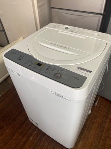 北九州市内配送無料　保証付き　2019年式　ES-GE5C-W 全自動洗濯機 ホワイト系 [洗濯5.5kg /乾燥機能無 /上開き]