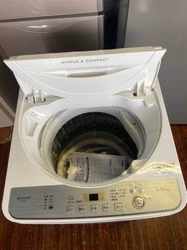 北九州市内配送無料　保証付き　2019年式　ES-GE5C-W 全自動洗濯機 ホワイト系 [洗濯5.5kg /乾燥機能無 /上開き]