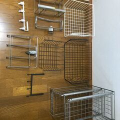 【あげます】キッチンワイヤー収納いろいろ 吊り下げ収納、シンク下...