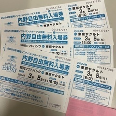 [3枚]3月5日18時試合開始 ソフトバンクホークス 東京ヤクル...