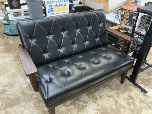 TOYO FURNITURE 2Pソファ 2シーター アメリカンテイスト ブラック 黒系 No.829● ※現金、クレジット、スマホ決済対応※