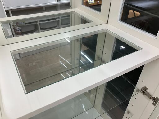 大川家具 コレクションケース ガラスケース ショーケース 飾り棚 ホワイト 白系 観音開き No.817● ※現金、クレジット、スマホ