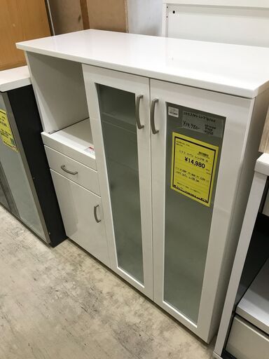 ニトリ NITORI コパン100 レンジ台 幅100cm キッチンボード レンジボード 食器棚 ホワイト系 おしゃれ シンプル 収納キッチン クリーニング済 堺市 石津【ジャングルジャングルサカイ石津店 】