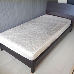 【値下げしました】NITORIニトリ/シングルベッド(S BED FRAME BENT DBR)/マットレス(ポルタ2)付き/シングルベット/ベッドフレーム/睡眠/寝具/新生活/学生/単身/一人暮らし/福岡/糸島/自社便配送可能/直接引取り【JUN-PayPay】