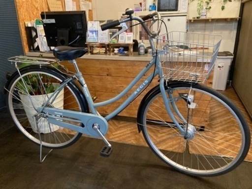 取引き中【チェーン新品！LEDオートライト】26インチ自転車　グレイッシュブルー