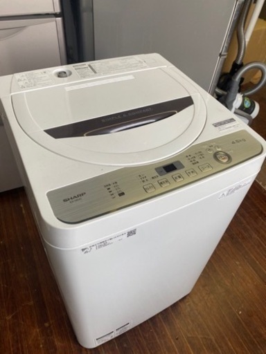 北九州市内配送無料　保証付き　２０１９年　シャープ【SHARP】4.5kg 全自動洗濯機 ES-GE4C-T(ブラウン系)【ESGE4CT】