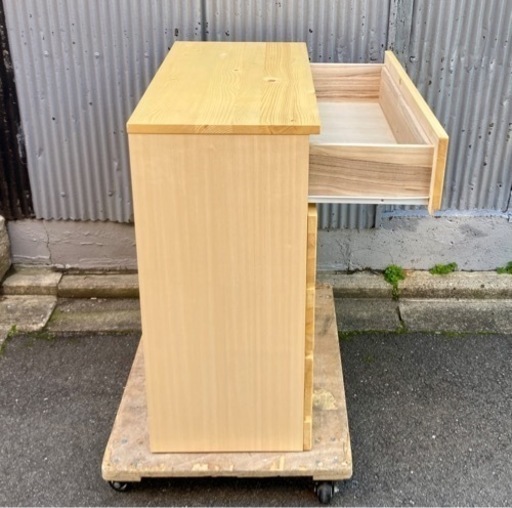 無印良品　パイン材4段チェスト　ワイド