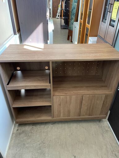 ロウヤ 食器棚 レンジ台 キッチンカウンター キッチン収納 キッチンボード 収納棚 北欧 幅約88cm ブラウン おしゃれ クリーニング済 堺市 石津 【ジャングルジャングル石津店】