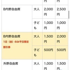 前日値下げ！バラ売り可！3/2マスカットスタジアム2024オープン戦 楽天vs広島　B内野自由2枚・外野自由1枚チケットの画像