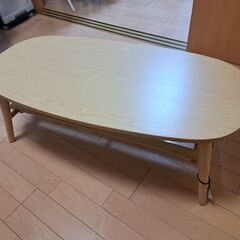 【引き取り希望】ニトリ　折りたたみテーブル ラポール だ円　棚付...