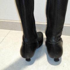 NINE WEST　馬革　ロングブーツ　ブラック　23.5cmの画像