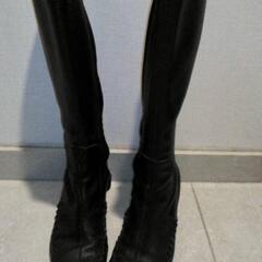 NINE WEST　馬革　ロングブーツ　ブラック　23.5cm
