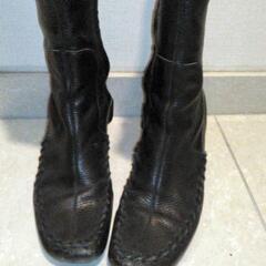 NINE WEST　馬革　ロングブーツ　ブラック　23.5cmの画像