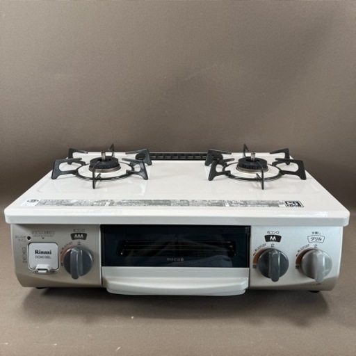 Rinnai ガスコンロ 2口 ガステーブル DCM01BEL 2017年製 プロパンガス用 水無し片面焼グリル 左強火 LPガス用 リンナイ