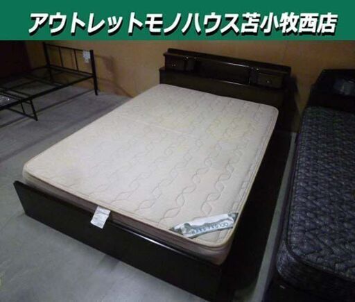 現状品 France BeD ダブルベッド マットレス付き 幅142×奥行220×高さ73cm 木製 寝具 家具 フランスベッド 苫小牧西店