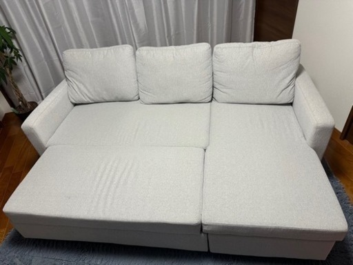 ニトリ　布張りカウチソファベッド (ノアーク２ GY)（定価77,990円）