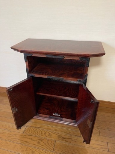 高級材 本漆棚 南部鉄金具 美品 百貨店購入 定価30万円 ( 36 x 70 x 75 cm )