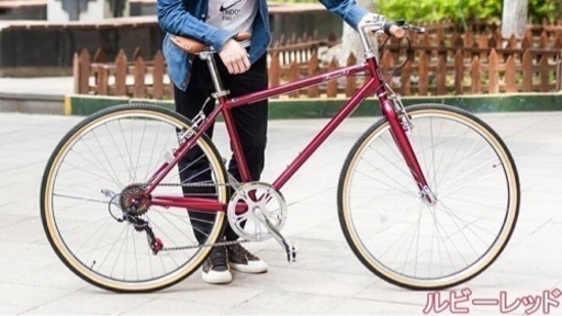 自転車 クロスバイク 26インチ シマノ製6段変速(ライト、ロック、スマホ ホルダー付き)