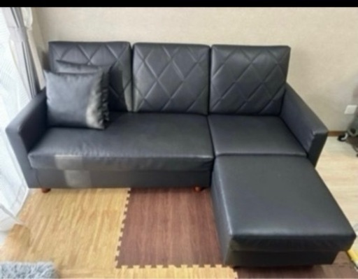 LOWYAレザーソファ　三人掛け　オットマン組み合わせ自由