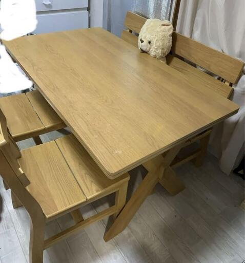 お値下げしました！！　ダイニングテーブルセット　ベンチタイプ　木製　美品　4〜５人用　リビング　机