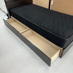 シングルベッドフレーム+マットレスセット　ダークブラウン 12345】シングル・大容量収納跳ね上げベッド（横開きタイプ）ダーク