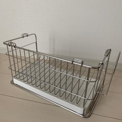 【売却済】【KEYUCA 】水切りラック　別売りドレイトレー　布巾掛け付きの画像