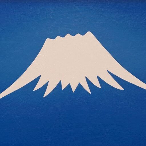 油絵イラスト▲『青い空に白い富士山』▲がんどうあつし絵画原画肉筆F4シルバー縁付