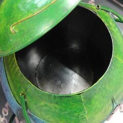 不二貿易 ペダル式 スチール ゴミ箱 カエル ブリキ ダストボックス 容量：4L 蛙 ごみ箱 アンティーク調 札幌市 中央区 南12条の画像