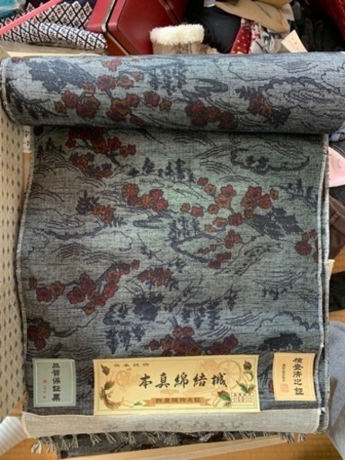 本真綿結城　証票あり　着物反物