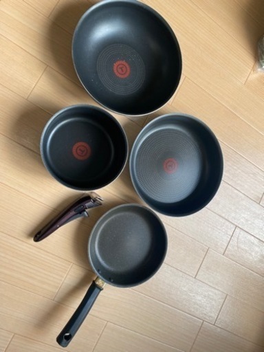 T-fal 鍋類フルセット（蓋、取手付き）