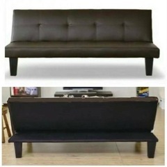 未使用訳有D 3段階リクライニング PVCレザーソファベッド2WAY 幅165㎝ 耐荷重120kg L3388 ブラウン の画像