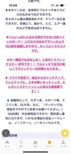   5/31まで！トラフィックスターSFR   19インチ　     