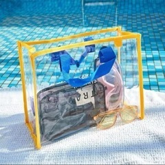 透明バッグ ビニールバッグ 手提げ ビーチバッグ スパバッグ 防...