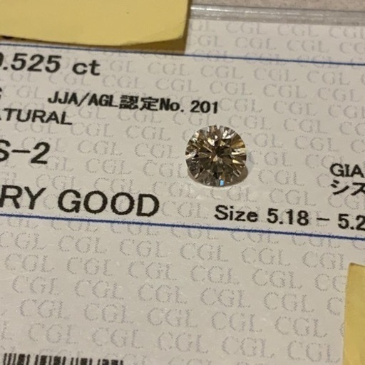 ダイヤ　ルース　0.525ct ソーティング付　中央宝石研究所