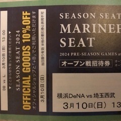 3/10（日） 横浜スタジアム　ベイスターズ　チケット
