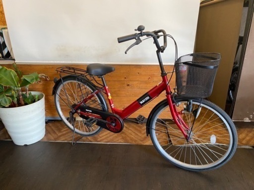 24インチ　自転車　シングルギア　レッド