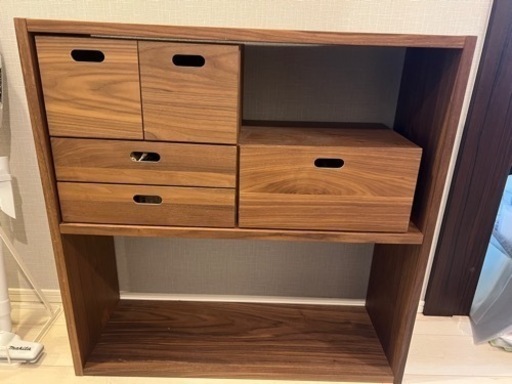 無印 スタッキングシェルフ・ワイド・２段・ウォールナット材