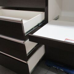R533 NITORI キッチンカウンター、レンジボード、ブラウン、幅160cm Usedの画像