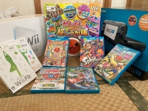 値下げしました！WiiUプレミアムセット+ Wii + タタコン　　ソフト色々すぐ遊べるセット！