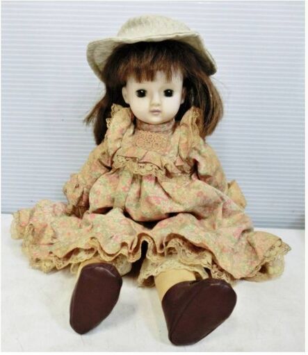 アンティークドール　人形　高さ約43㎝　昭和レトロ　帽子　靴　希少　ビンテージ　西洋風　抱き人形　時代物