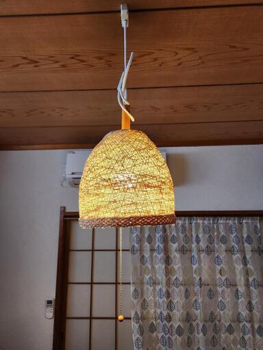 【お譲り先決まりました】ペンダントライト　プルチェーン付き　ナチュラル　アジアン　和風