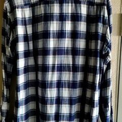 UNIQLOチェック柄ネル生地シャツ(青)の画像
