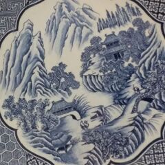 ◆【大皿】②　《山水 柄》　　●直径/３１cm。　　※藍色で、上品な柄です。の画像