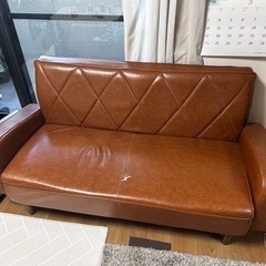 カフェ風ソファ キャメル おしゃれ 3人掛けソファ