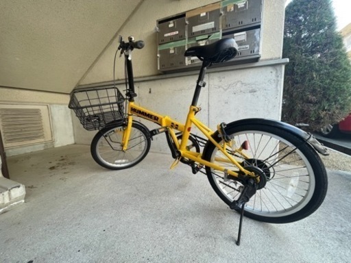 ☆激安☆hummerの折りたたみ自転車 20インチ 6段変速 軽整備済み 防犯