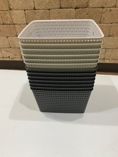 多機能収納ボックス13個セット 黒7個 白6個 プラスチック W35×D29×H22