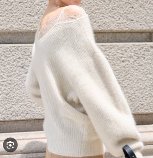 FRAY I.D フレイアイディ タグ付未使用 レーストリムラクーンニット