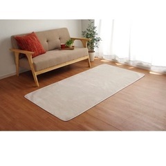 【美品】ラグ 洗える カーペット アイボリー 約92×185cm...