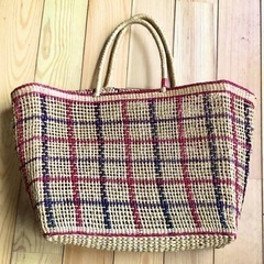 カゴバック チェック柄 かごバッグの画像