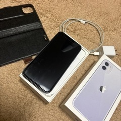 iPhone11 64GB パープル 充電器 箱 ケース付き